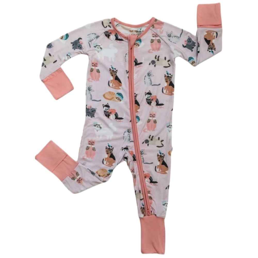 Little Sleepies Pink Cool Cats Zippy Size 18-24M